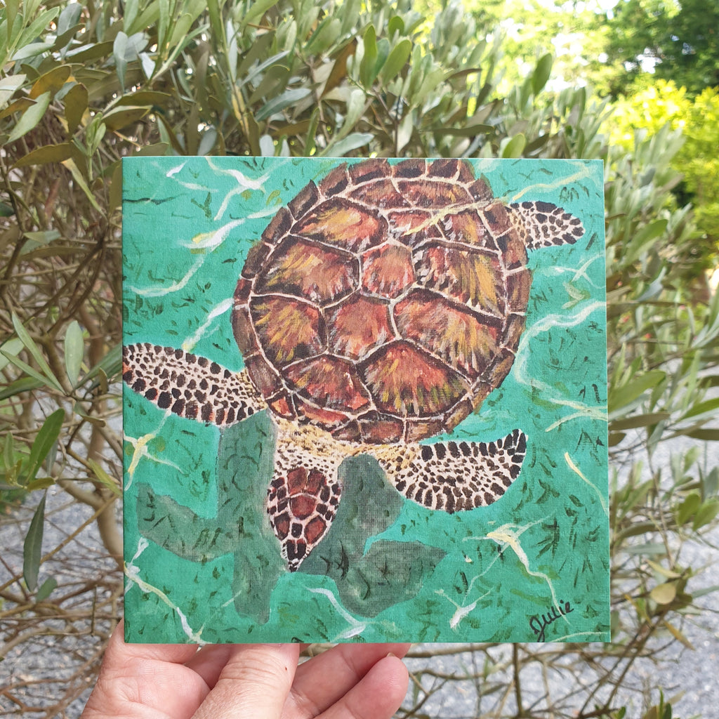 Sea Turtle swimming Greetings Card