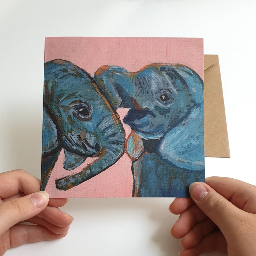Sisters Elephant Greetings Card