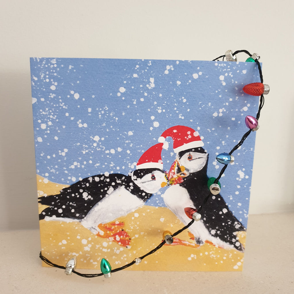 Snowy Puffins Christmas Card