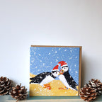 Snowy Puffins Christmas Card