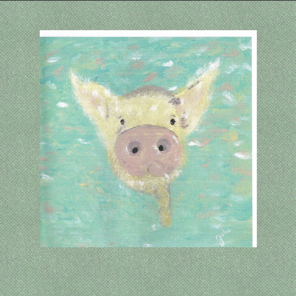 Swimming Pig Greetings Card