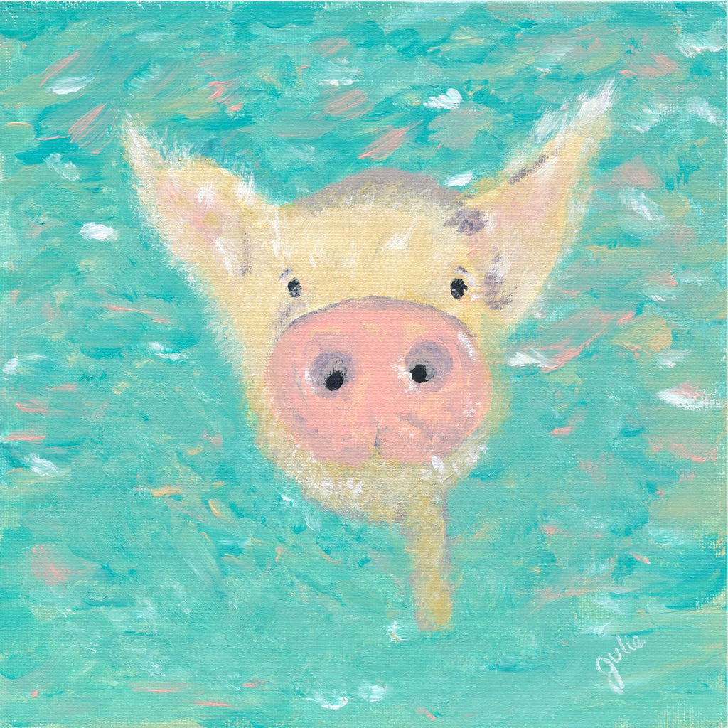 Swimming Piggy - Original Painting