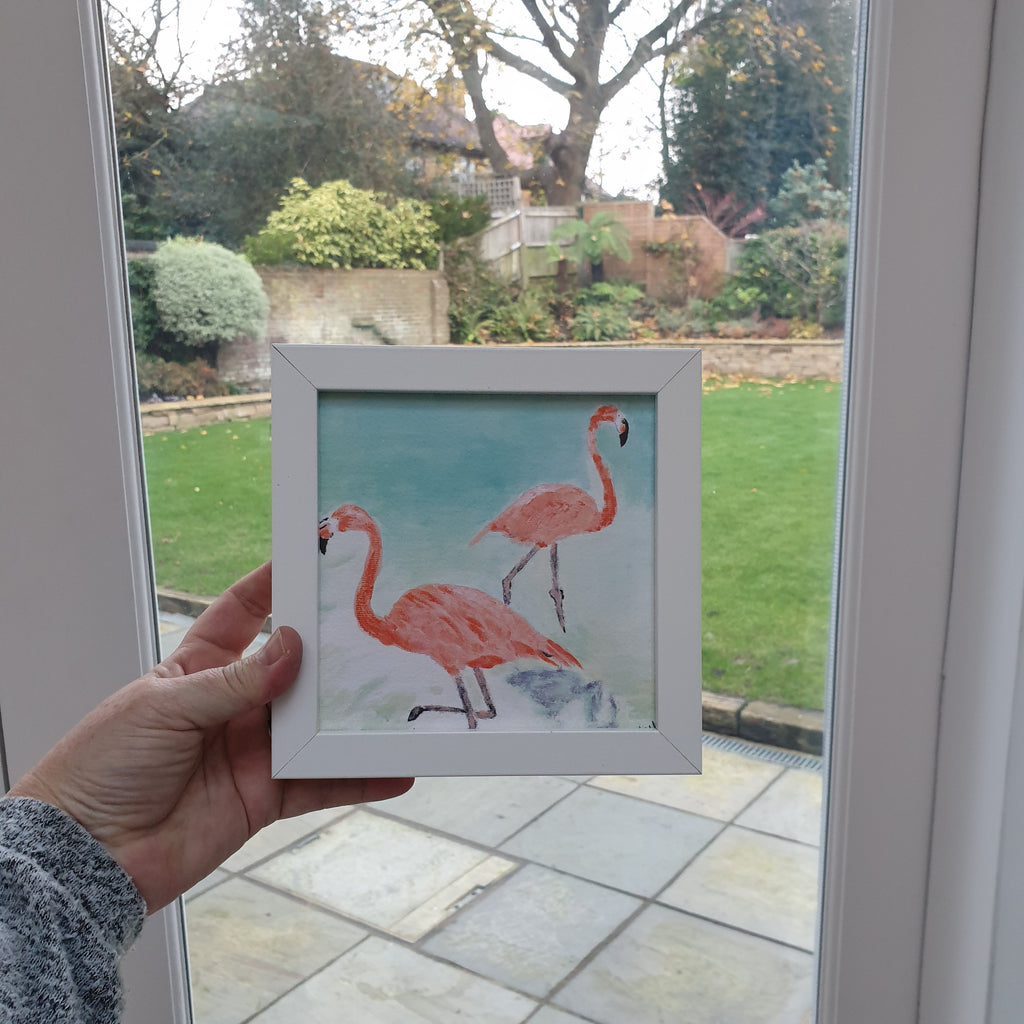 Two Flamingos Greetings Card